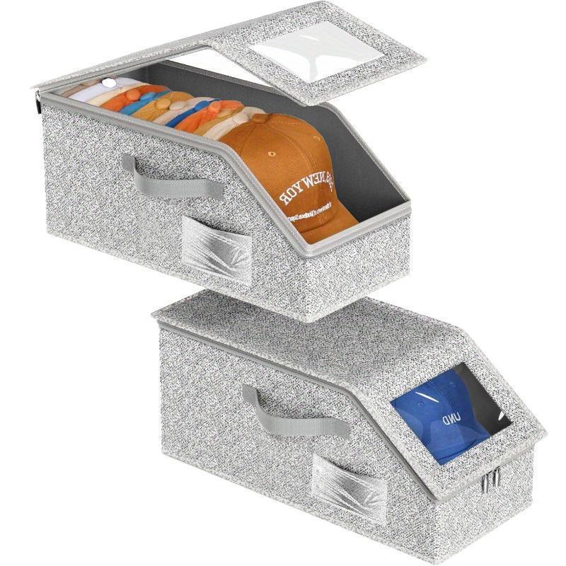 🌟Stackable storage boxes for baseball caps