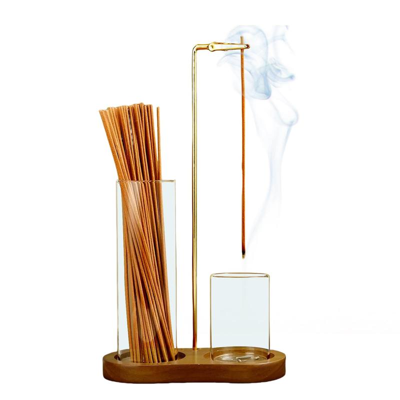 2 in 1 Incense & Candle Holder Natural Wood Base Aromatherapy Diffuser
