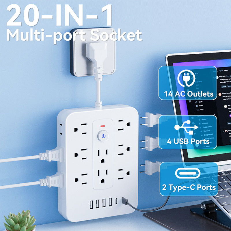 🎁Hot Sale 50 % OFF⚡20-in-1 Power Strip with Overload Protection