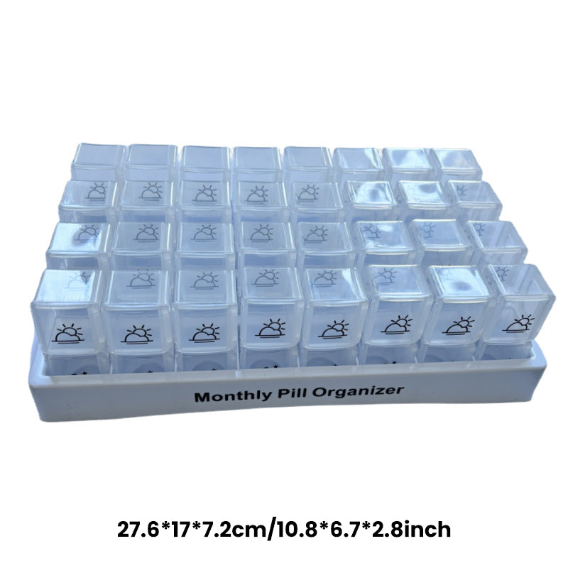 💊📅 Daily 31-Day Pill Organizer Travel Case – 🔒📦 4-Week Medication Box with Compartments & Labels, Ideal for Weekly Planning, Vacations & Seniors, Compact Storage