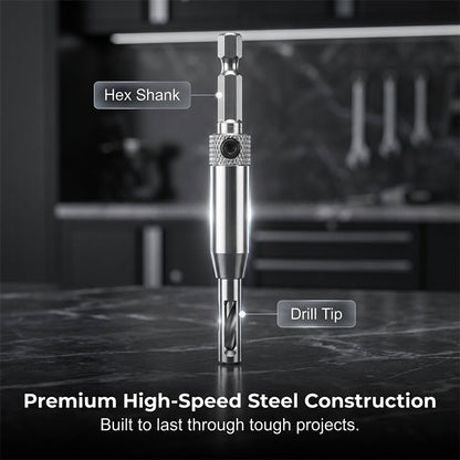 Self-Centering Hinge Drill Bit Set