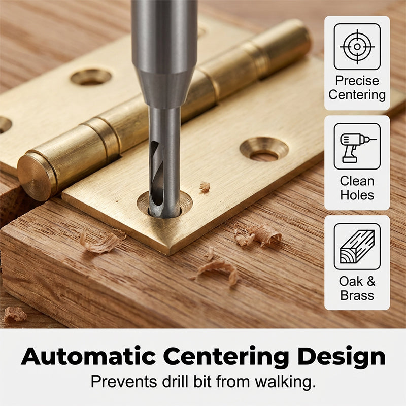 Self-Centering Hinge Drill Bit Set