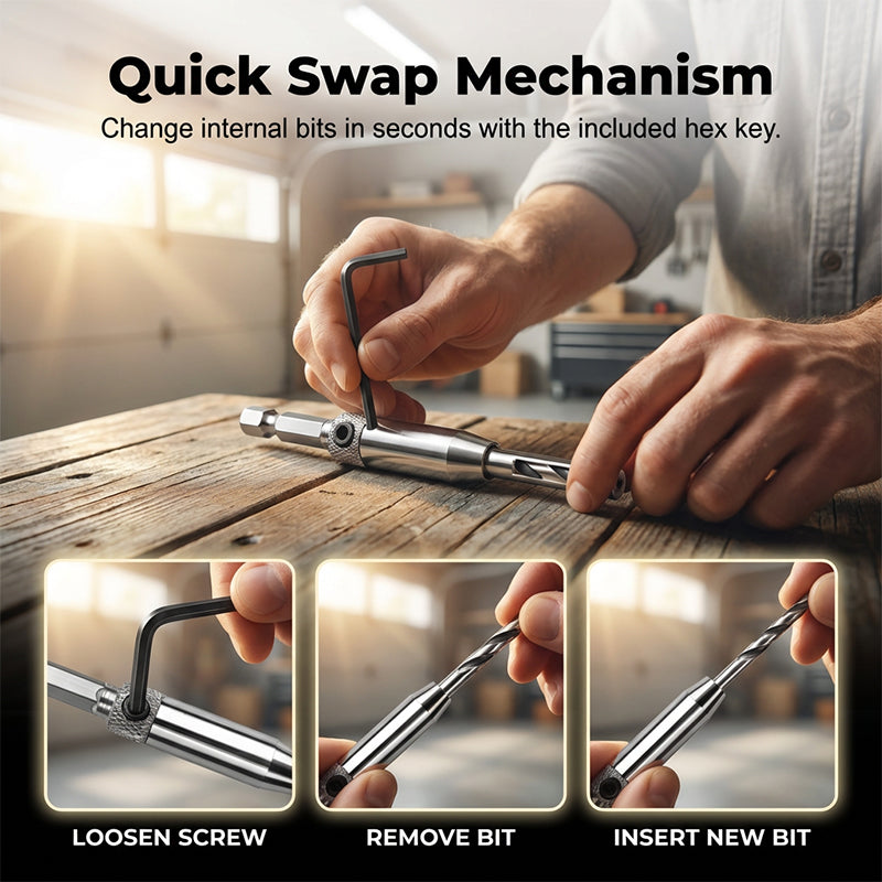 Self-Centering Hinge Drill Bit Set