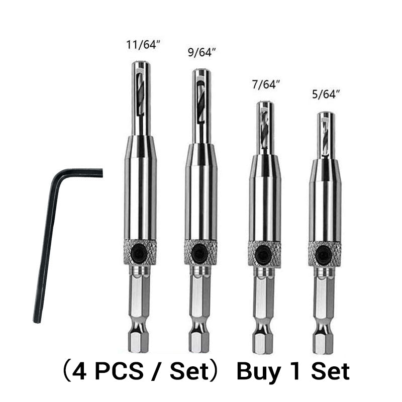 Self-Centering Hinge Drill Bit Set