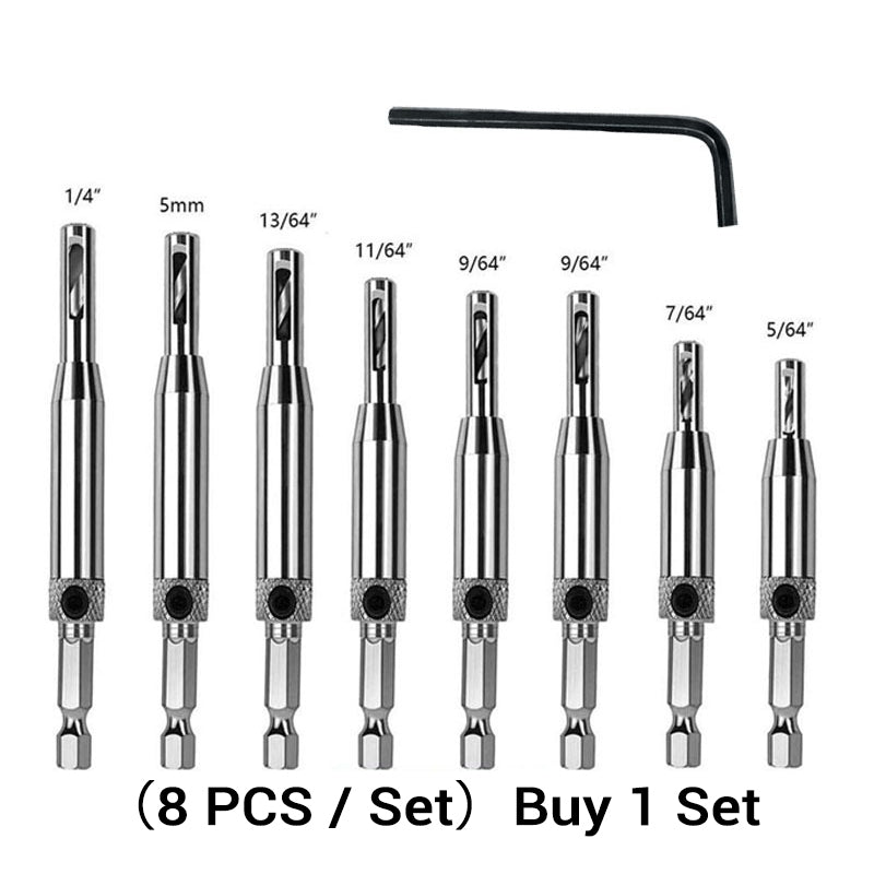 Self-Centering Hinge Drill Bit Set