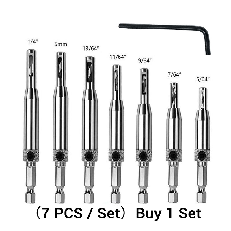 Self-Centering Hinge Drill Bit Set