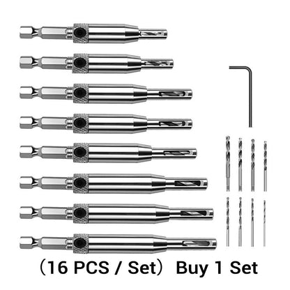 Self-Centering Hinge Drill Bit Set