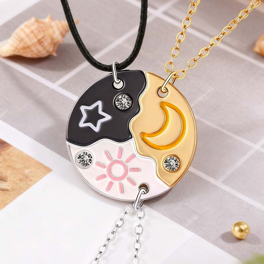 3-Piece Sun, Moon & Star Friendship Necklace Set