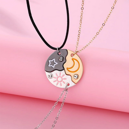 3-Piece Sun, Moon & Star Friendship Necklace Set