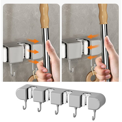 🧹 50% OFF NOW! 🚪 Multifunctional Mop Holder with Hook – Space-Saving, Strong Adhesive & Perfect for Home Organization 🏠