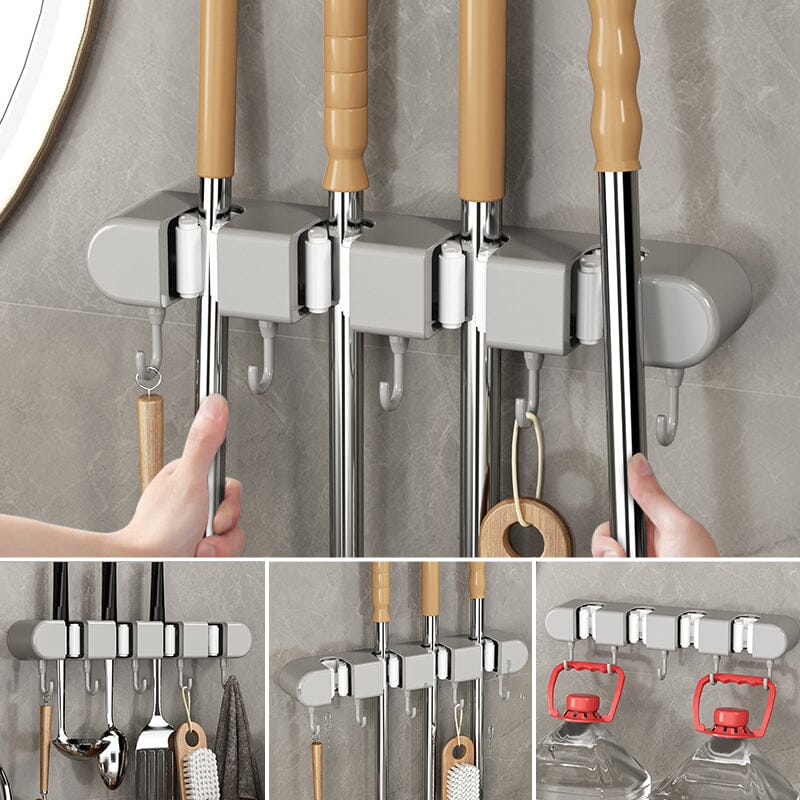 🧹 50% OFF NOW! 🚪 Multifunctional Mop Holder with Hook – Space-Saving, Strong Adhesive & Perfect for Home Organization 🏠