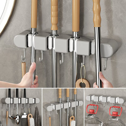 🧹 50% OFF NOW! 🚪 Multifunctional Mop Holder with Hook – Space-Saving, Strong Adhesive & Perfect for Home Organization 🏠