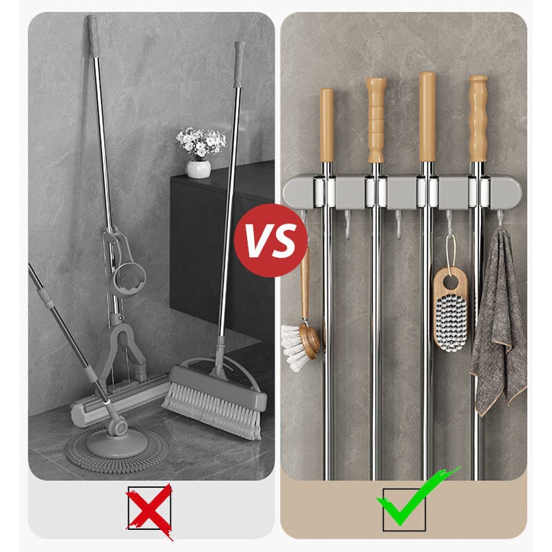 🧹 50% OFF NOW! 🚪 Multifunctional Mop Holder with Hook – Space-Saving, Strong Adhesive & Perfect for Home Organization 🏠