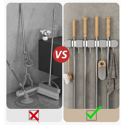 🧹 50% OFF NOW! 🚪 Multifunctional Mop Holder with Hook – Space-Saving, Strong Adhesive & Perfect for Home Organization 🏠