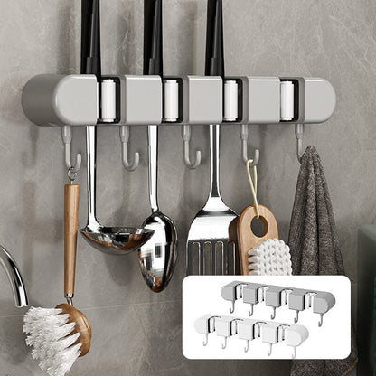 🧹 50% OFF NOW! 🚪 Multifunctional Mop Holder with Hook – Space-Saving, Strong Adhesive & Perfect for Home Organization 🏠