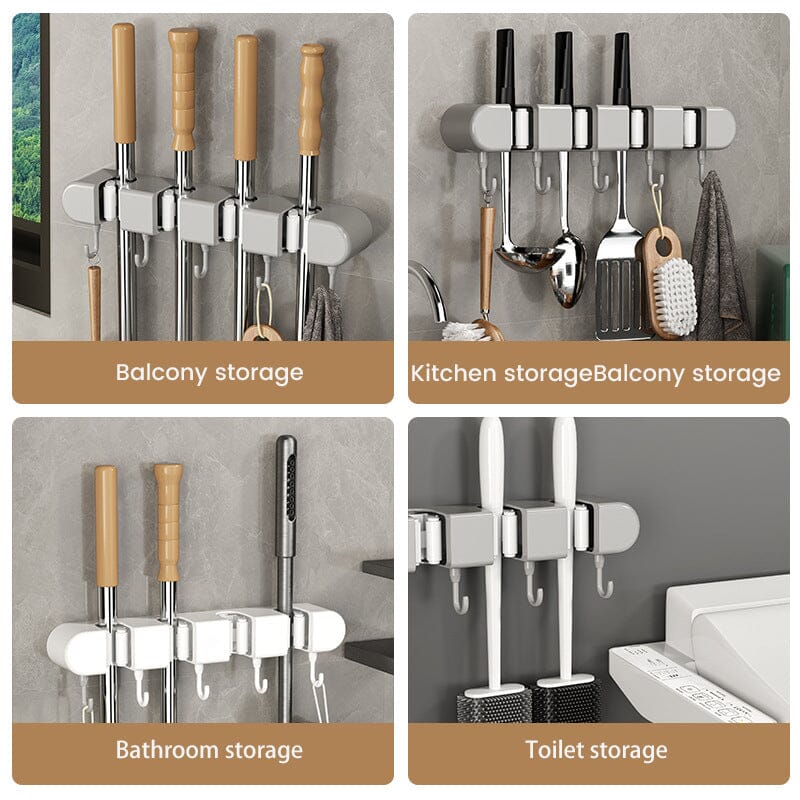 🧹 50% OFF NOW! 🚪 Multifunctional Mop Holder with Hook – Space-Saving, Strong Adhesive & Perfect for Home Organization 🏠