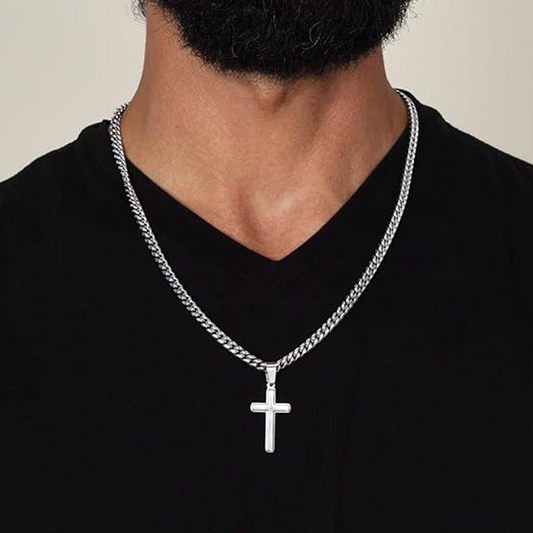 ✝️Men's Stainless Steel Cross Pendant Necklace – Classic Symbol, Strong & Lasting