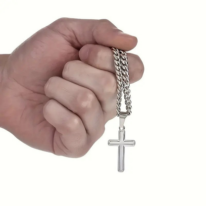 ✝️Men's Stainless Steel Cross Pendant Necklace – Classic Symbol, Strong & Lasting