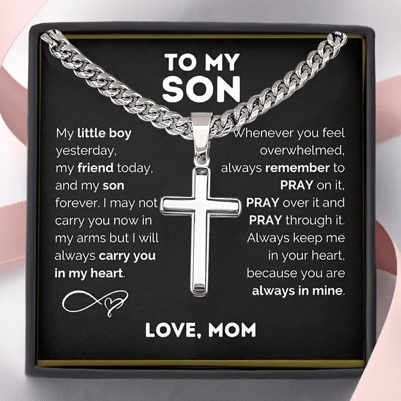 ✝️Men's Stainless Steel Cross Pendant Necklace – Classic Symbol, Strong & Lasting