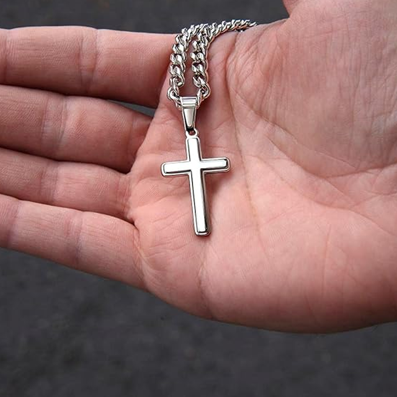 ✝️Men's Stainless Steel Cross Pendant Necklace – Classic Symbol, Strong & Lasting