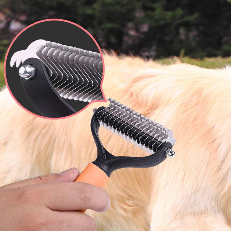 🐕 50% OFF NOW! 🐈 Double-Sided Deshedding Pet Grooming Brush – Dual-Sided Design, Ergonomic Handle & Gentle Grooming ✨
