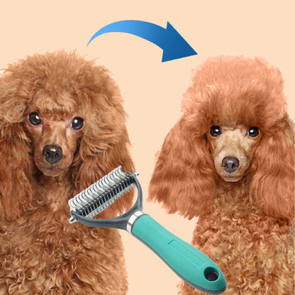🐕 50% OFF NOW! 🐈 Double-Sided Deshedding Pet Grooming Brush – Dual-Sided Design, Ergonomic Handle & Gentle Grooming ✨