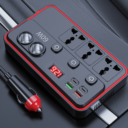 Multifunctional Car Charger with AC Outlets & USB