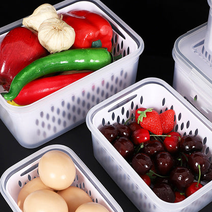 3PCS Fruit Storage Container Set for Fridge with Removable Colander