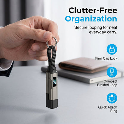 ⏳Time-Limited Special⏰4-in-1 Charging Cable with Digital Display & Keychain – Fast-Charging, Kink-Resistant & Compact