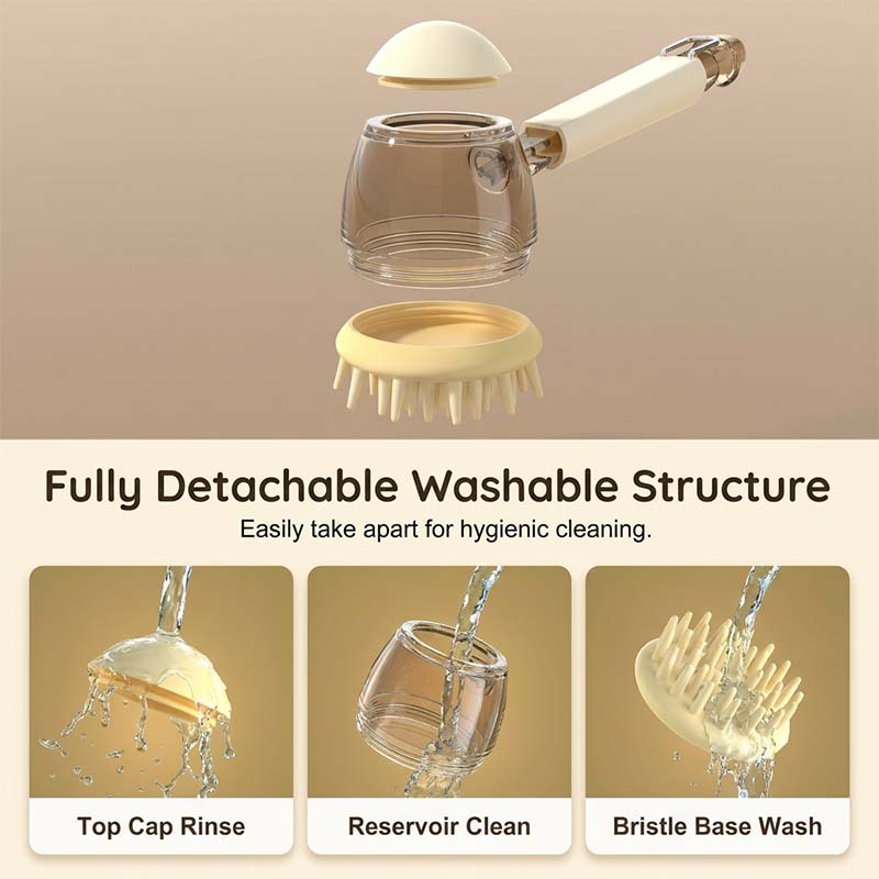 Pet Bath Massage Brush with Shampoo Dispenser