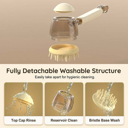 Pet Bath Massage Brush with Shampoo Dispenser