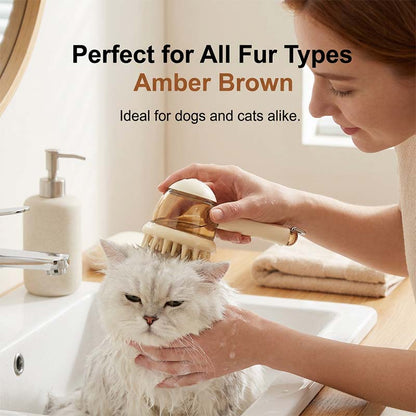 Pet Bath Massage Brush with Shampoo Dispenser