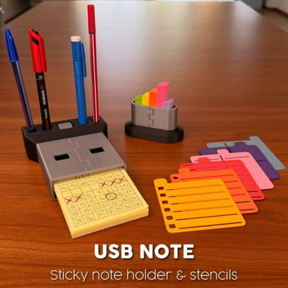 USB Shaped Sticky Note Holder & Pen Holder Set