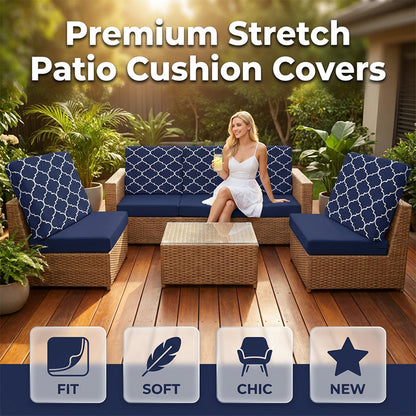 Patio Sofa Cushion Cover – Stretch, Water-Resistant ✨