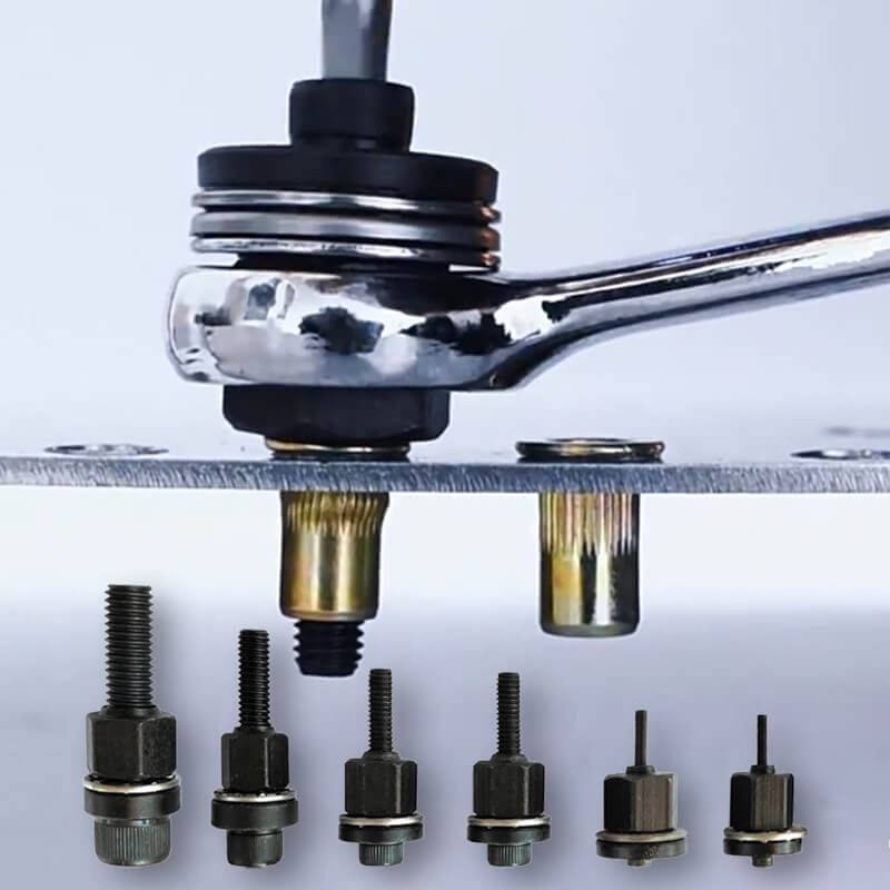 🔧Exclusive 50% OFF | Rivet Gun Head & Nutsert Cap Set | Heavy-Duty Steel Fastening Tool | Portable Kit for Automotive, Sheet Metal & Industrial Use