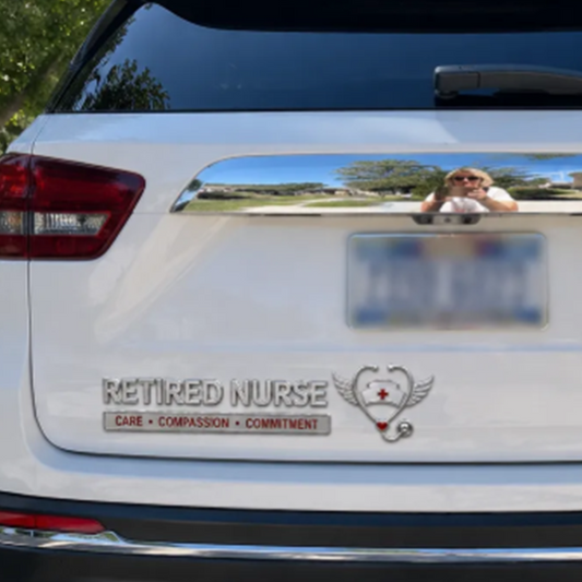 Retired Nurse Metal Car Emblem