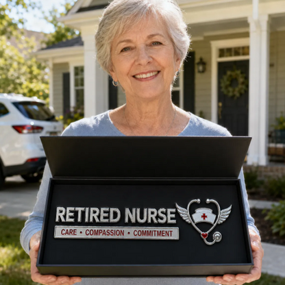 Retired Nurse Metal Car Emblem
