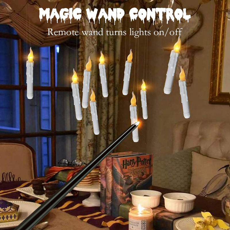 Halloween Magic Wand Remote Floating LED Candle Lights