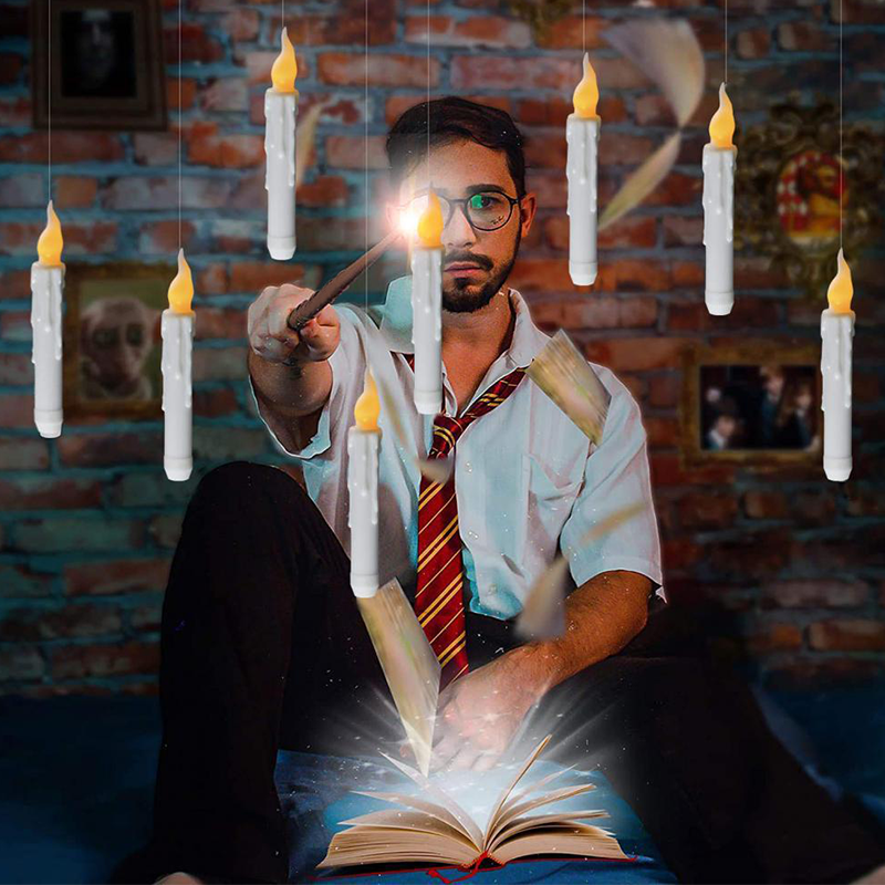 Halloween Magic Wand Remote Floating LED Candle Lights