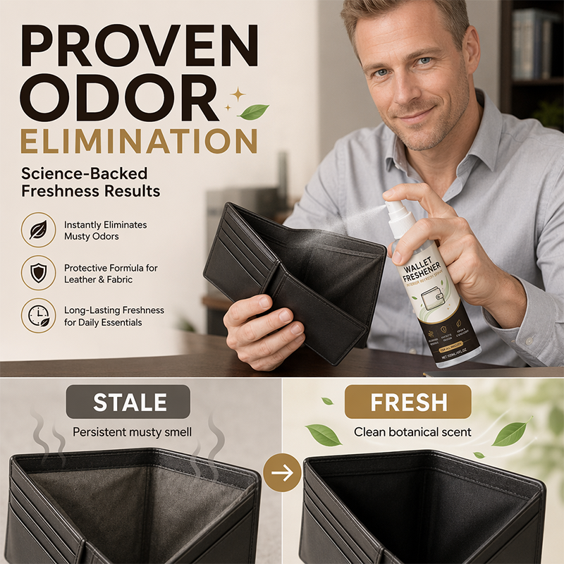 Wallet Interior Odor Eliminating Refresh Spray