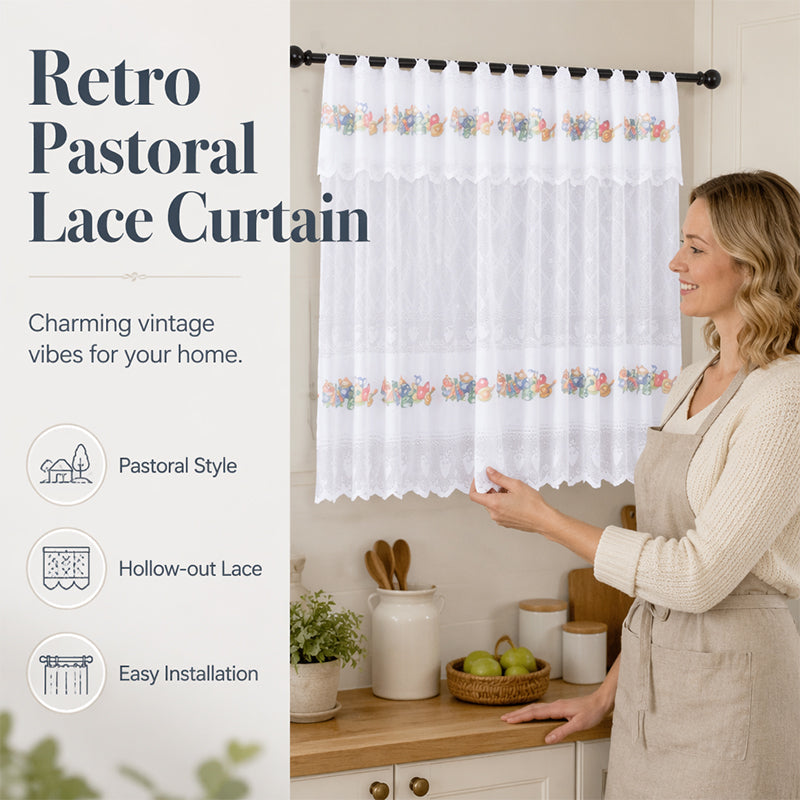 🎉 2026 Sale — Over 23,200 Sold!🍓 Retro Lace Short Kitchen Curtain – Hollow-out ✨