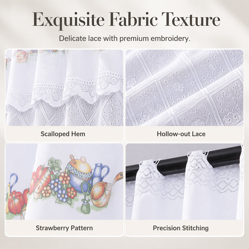 🎉 2026 Sale — Over 23,200 Sold!🍓 Retro Lace Short Kitchen Curtain – Hollow-out ✨