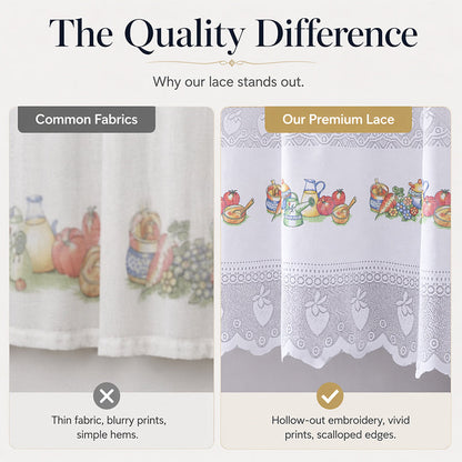 🎉 2026 Sale — Over 23,200 Sold!🍓 Retro Lace Short Kitchen Curtain – Hollow-out ✨