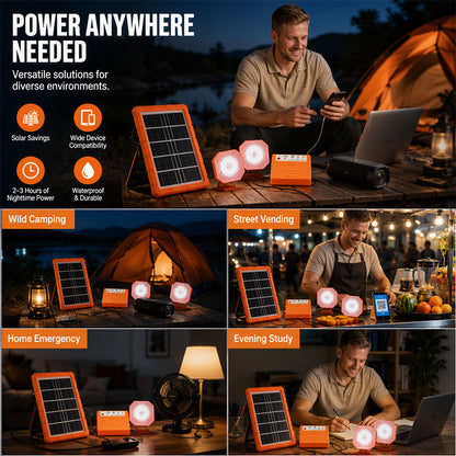 Portable Solar Power System with 2 LED Lights