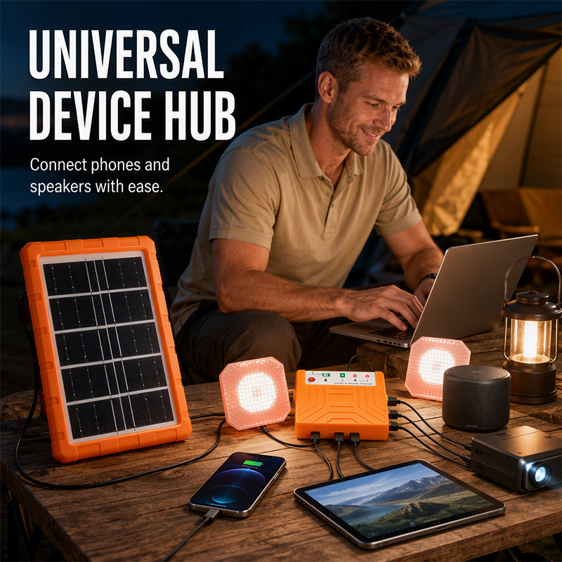 Portable Solar Power System with 2 LED Lights