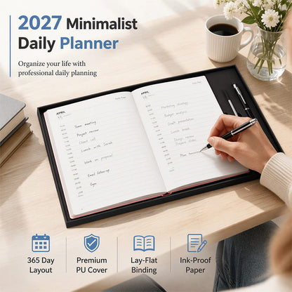 2027 Minimalist Daily Planner Notebook