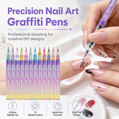 12 Colors Nail Art Graffiti Pens Set