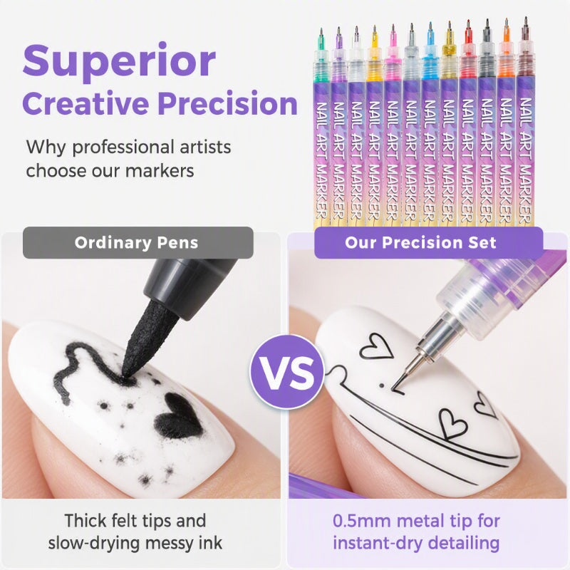 12 Colors Nail Art Graffiti Pens Set