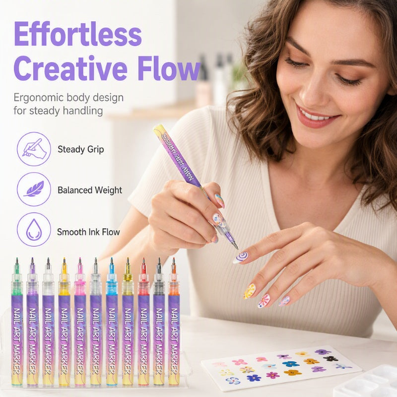 12 Colors Nail Art Graffiti Pens Set