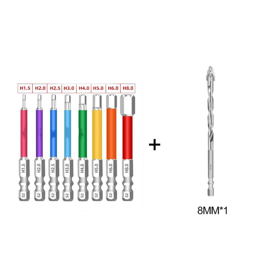 🛠️50% OFF NOW! Magnetic Anti-Slip Screwdriver Bit Set – S2 Steel Hex Driver Bits, Color Coded Magnetic Drill Bits for Electric Screwdriver & Hand Repair Work